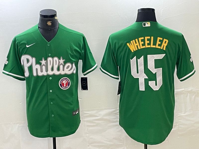 Men Philadelphia Phillies #45 Wheeler Green Fashion Edition Nike 2024 MLB Jersey style 2